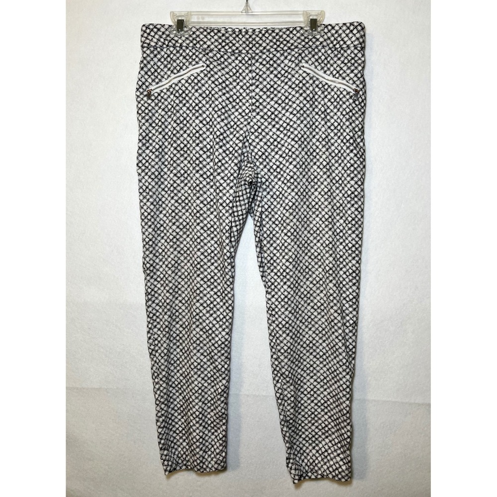 Womens Black White Geometric Punk Goth Retro Crop Pants Stretch Nue Options 12
